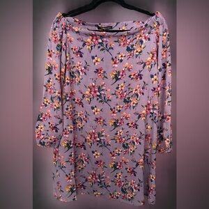 NWT- Love @ First Sight- Lavender Floral Long Sleeve Off the Shoulder Dress- L